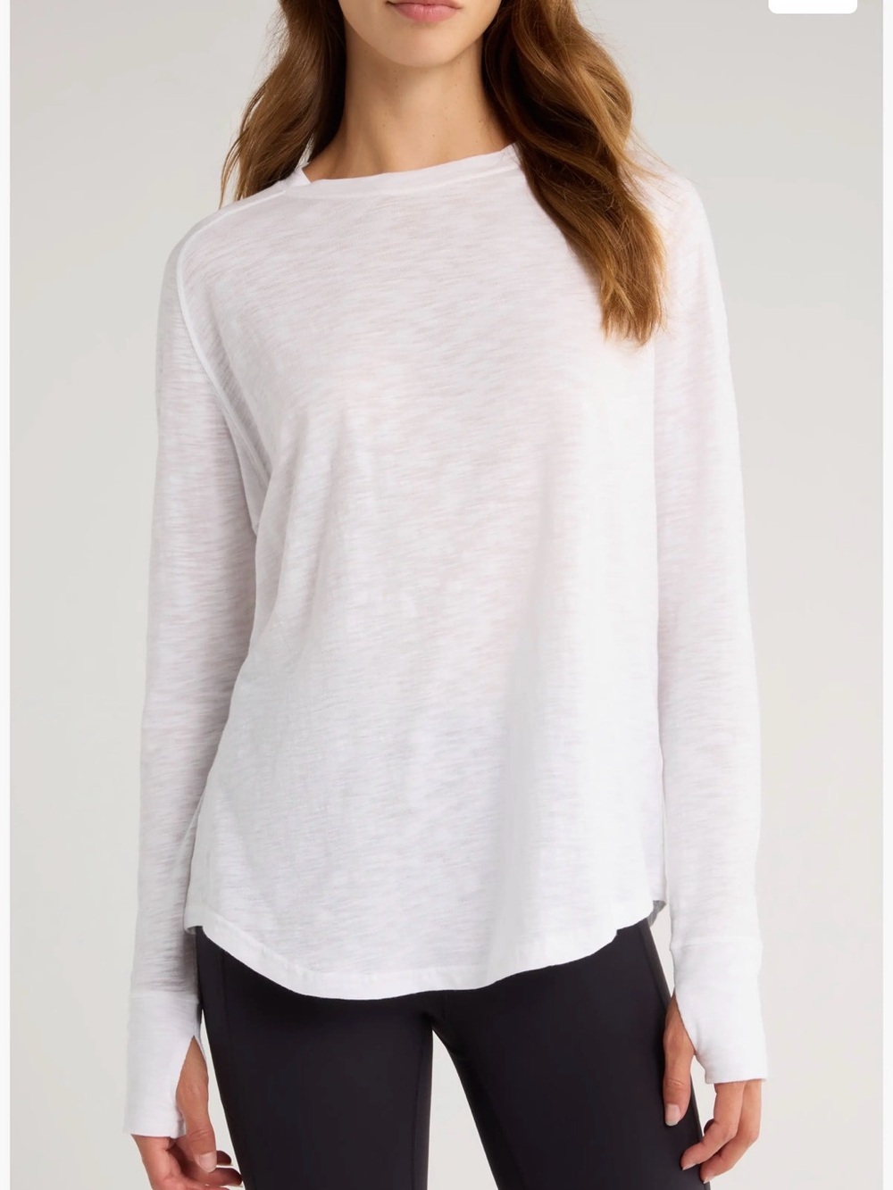 Zella White Long-Sleeve Crewneck Top